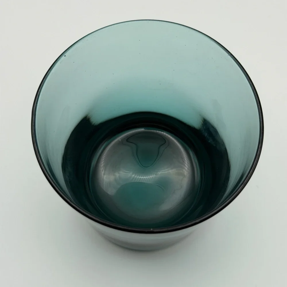 Set 3 Turquoise Teal Heavy Base Rocks Lowball Old Fashioned Glasses 3¼″ 70s Vtg